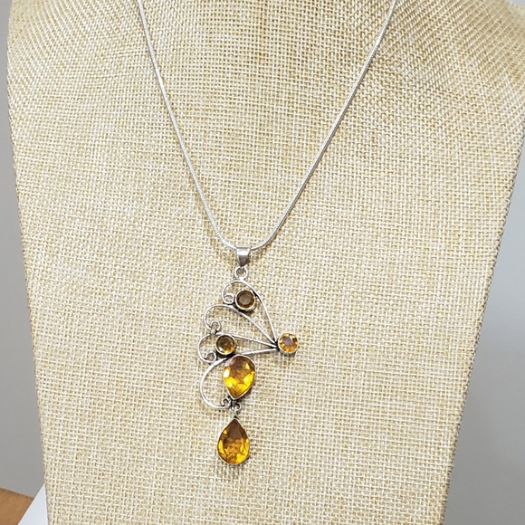 Beautiful Handmade Large Citrine Gemstone 925 Pendant Necklace - Picture 5 of 12